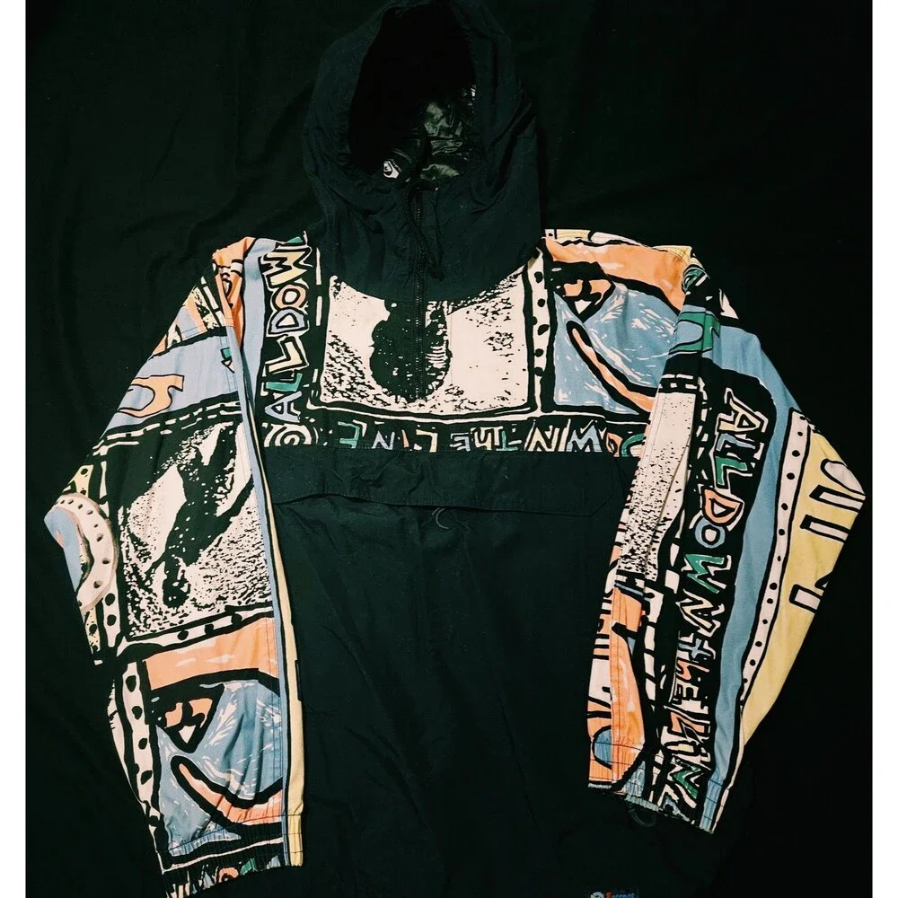 Vintage 80s 90s Quiksilver Surf Skate Jacket with Graphic Sleeves RaD & RaRE - Picture 1 of 13